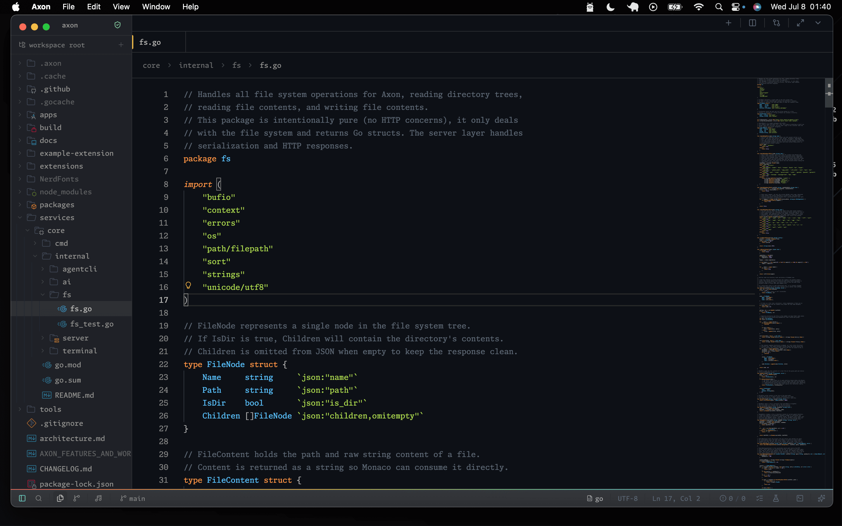Axon editor showing themed syntax